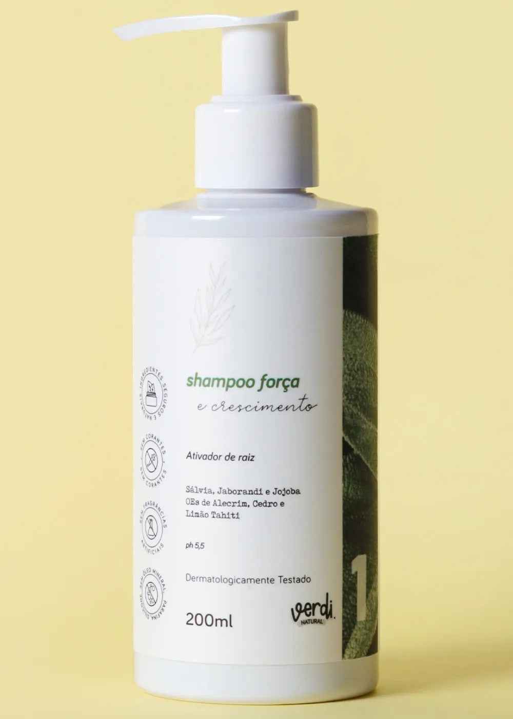 Shampoo Natural para Força e Crescimento Capilar Verdi 220ml