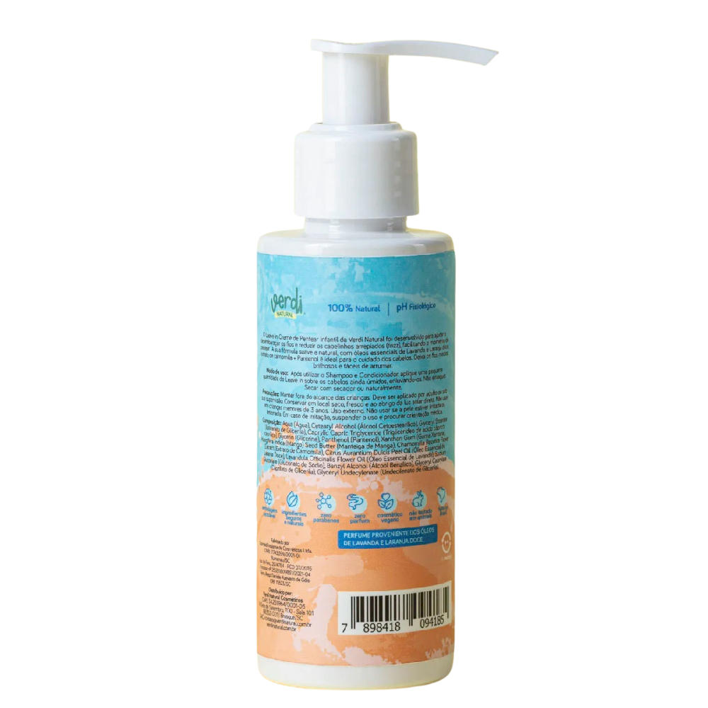 Kit Infantil Natural Verdi – Shampoo, Condicionador e Leave-in com Lavanda, Laranja Doce e Camomila