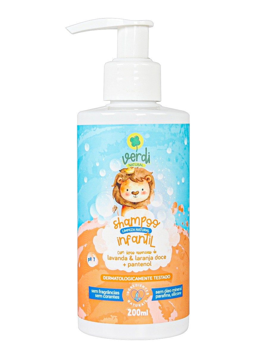 Shampoo Infantil Natural com Óleos Essenciais de Lavanda Laranja Doce + Pantenol