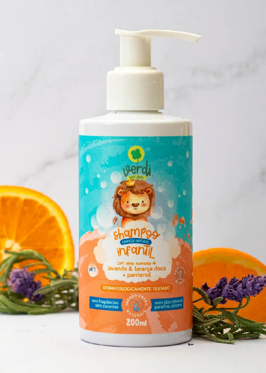 Shampoo Infantil Natural com Óleos Essenciais de Lavanda Laranja Doce + Pantenol