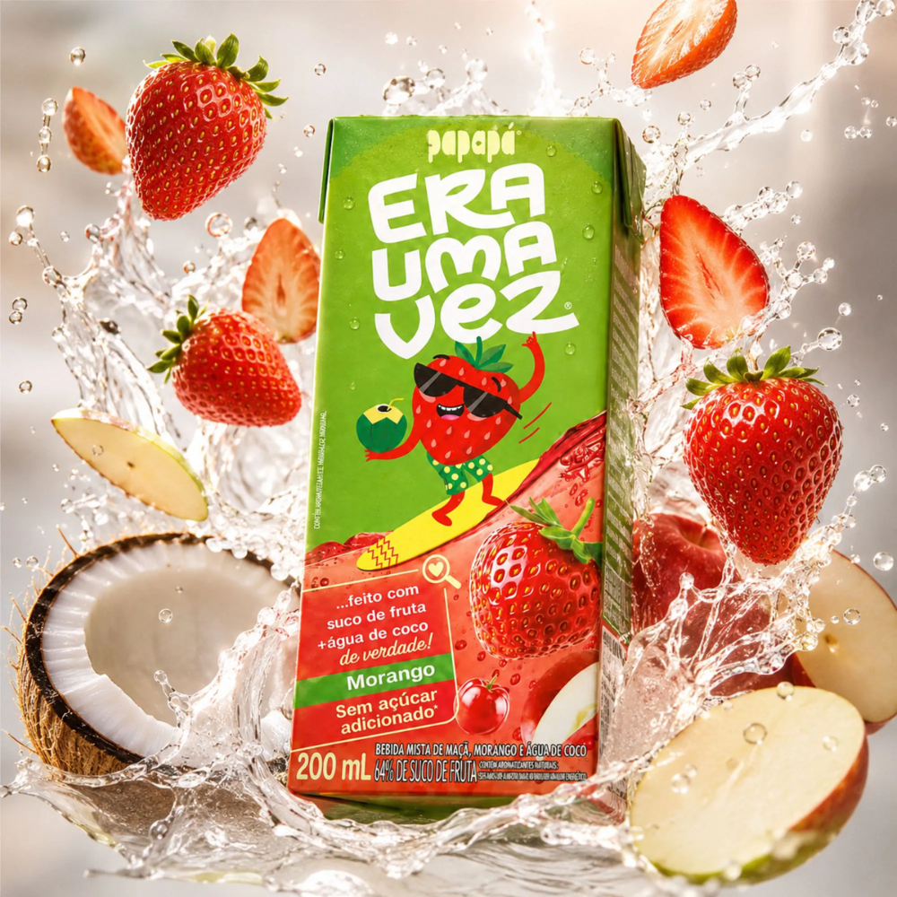 Papapa Era Uma Vez Bebida de Morango 200ml