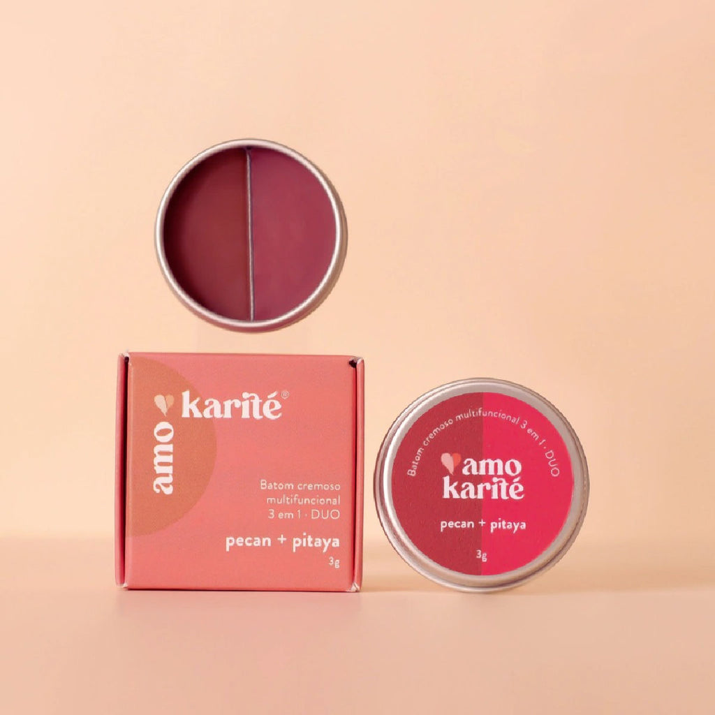 DUO Batom Cremoso Multifuncional 3 em 1 Pitaya + Pecan AmoKarité