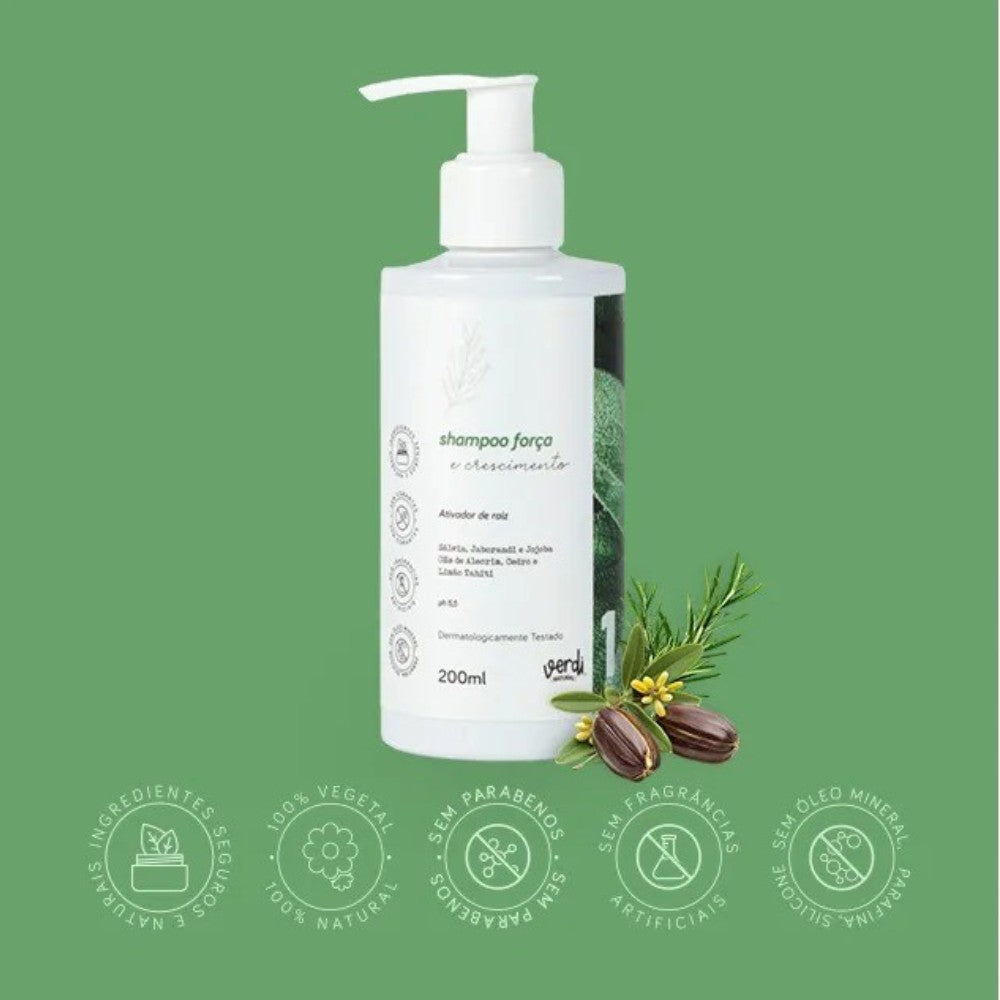 Shampoo Natural para Força e Crescimento Capilar Verdi 220ml
