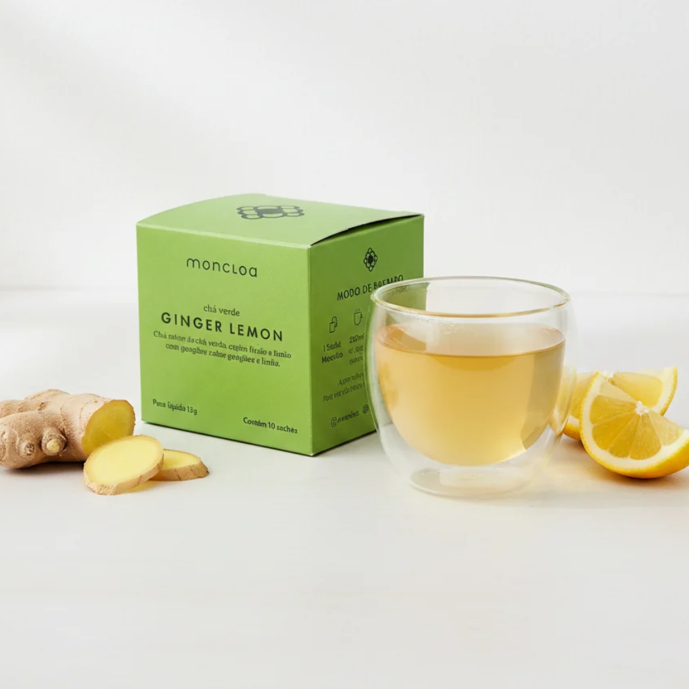 Chá Verde Ginger Lemon Moncloa 15g caixa com 10 sachês
