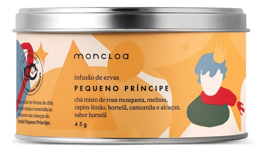 Cha Infusao de Ervas Evening Pequeno Principe Moncloa Lata 45g Relaxamento Sono