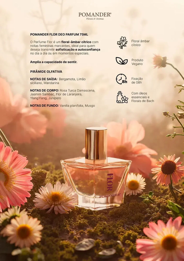 Perfume Flor Pomander C/ Florais de Bach e Óleos Essenciais 75ml