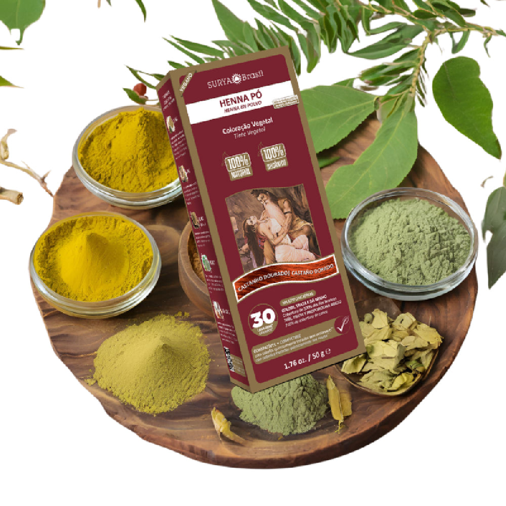 Henna Pó Castanho Dourado Surya Brasil 50g
