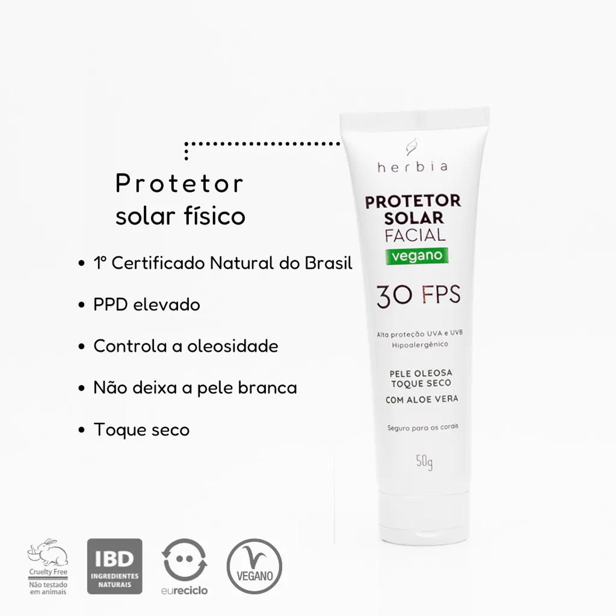 Protetor Solar Facial Natural FPS 30 Pele Oleosa 50g